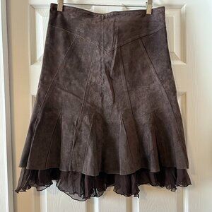June Leather Flare Skirt by Anthropologie